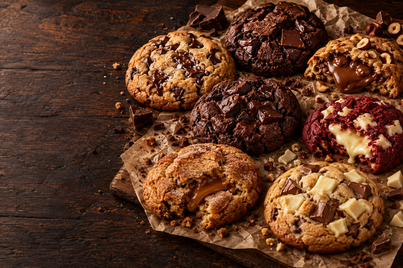 Seleção de cookies grandes e recheados